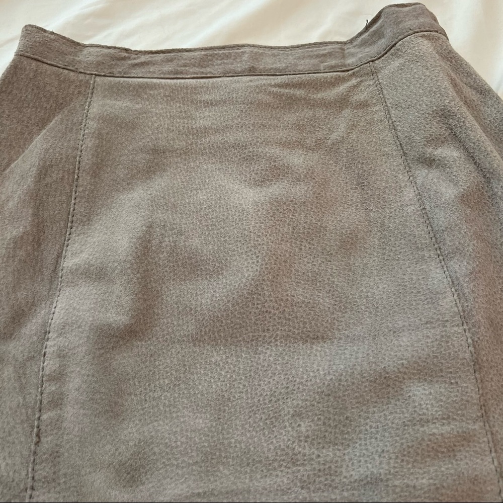 Genuine Leather Slate Gray Pencil Skirt - Picture 7 of 7